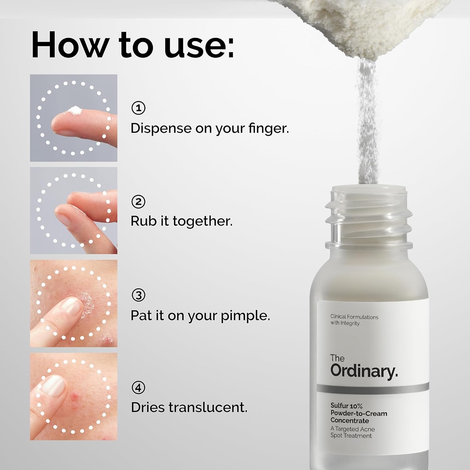 The Ordinary Sulfur 10% Powder-to-Cream Acne Spot Treatment Concentrate, Reduces Pimple Size and Zit Redness, 0.18 Oz(0.18 Ounce (Pack of 1)) - view 2