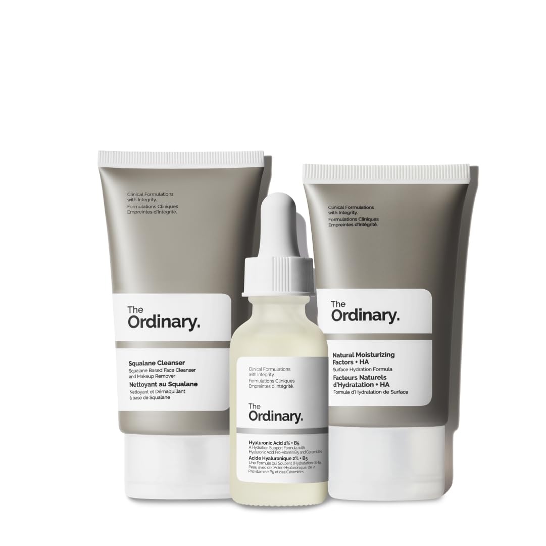 The Ordinary The Daily Set, Daily Skincare Routine with Squalane Cleanser, Hyaluronic Acid 2% + B5, and Natural Moisturizing Factors + HA | Skin Care Set