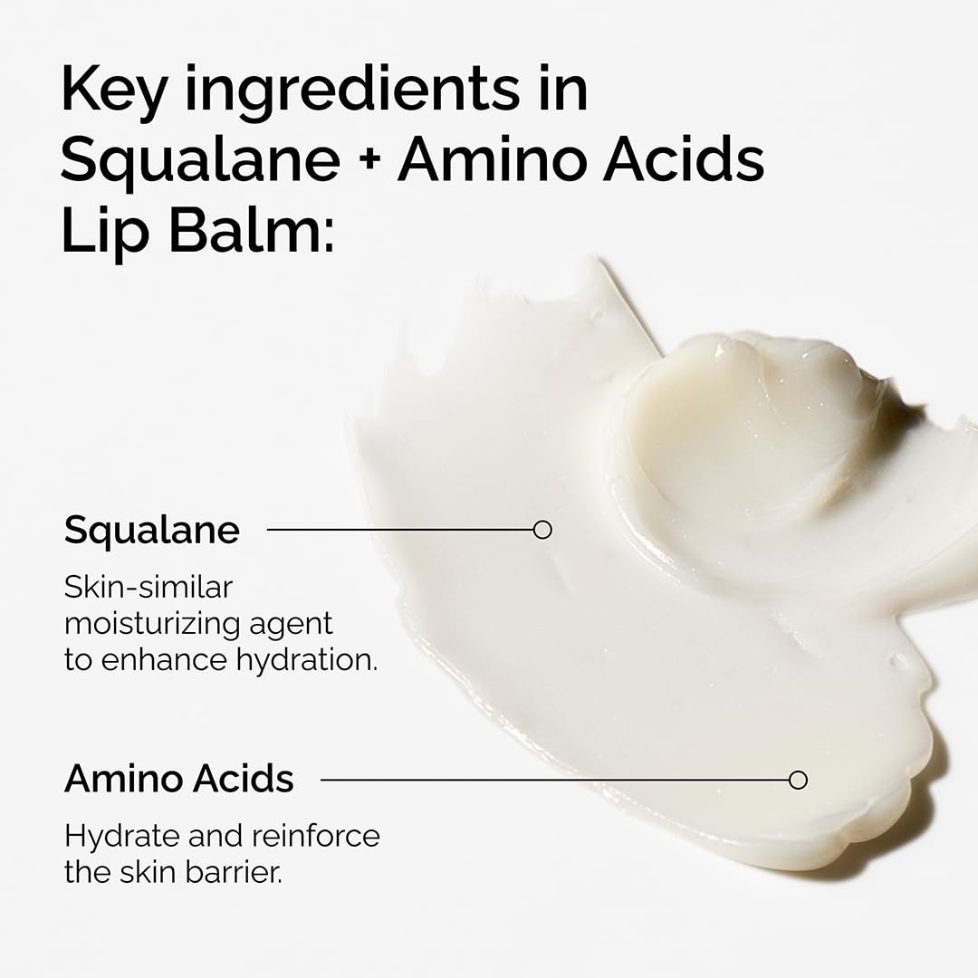 The Ordinary Squalane + Amino Acids Hydrating Lip Balm, for Lips, Elbows, and Cuticles, 0.5 Fl Oz(0.5 Fl Oz (Pack of 2))
