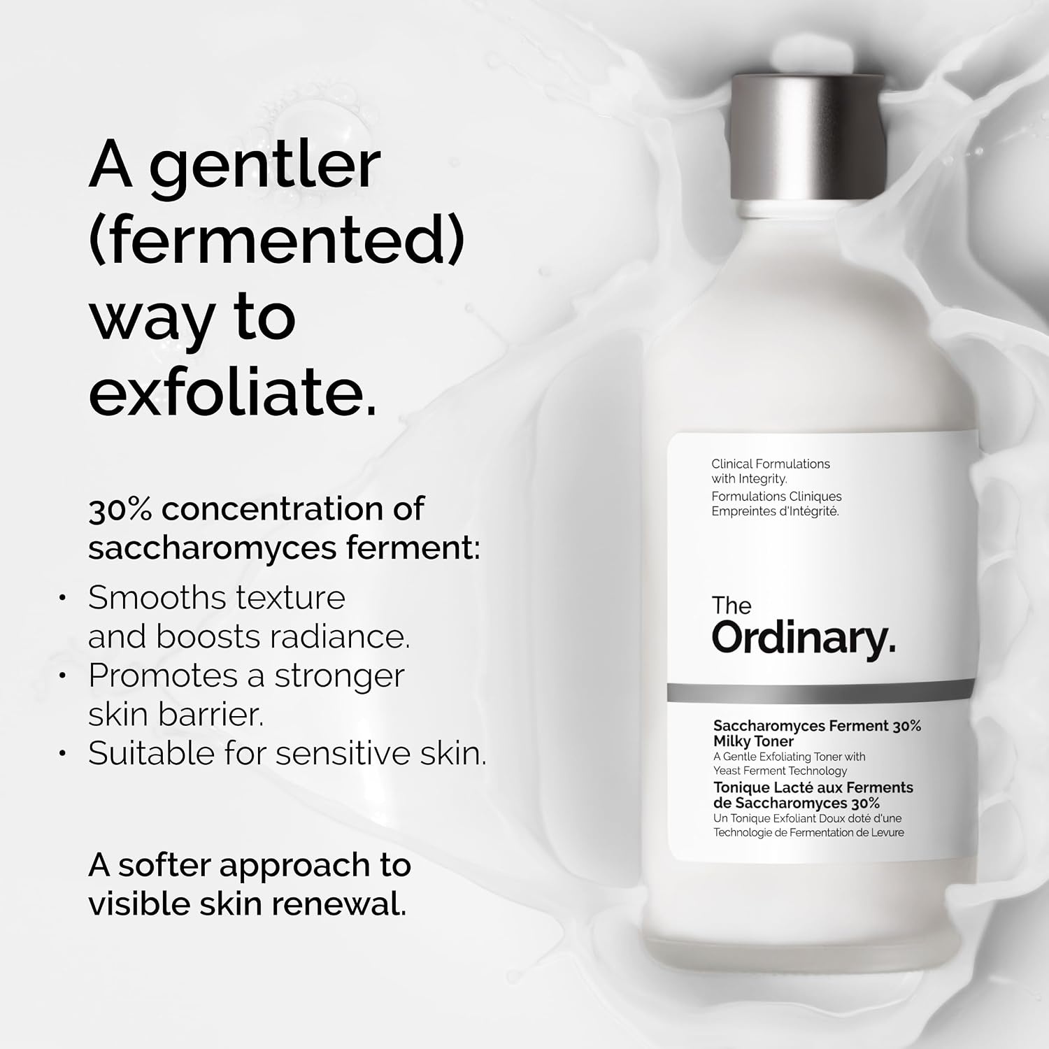 The Ordinary Saccharomyces Ferment 30% Milky Toner, Exfoliating and Hydrating Toner for Smoother, Brighter Skin, 3.4 Fl Oz - view 5
